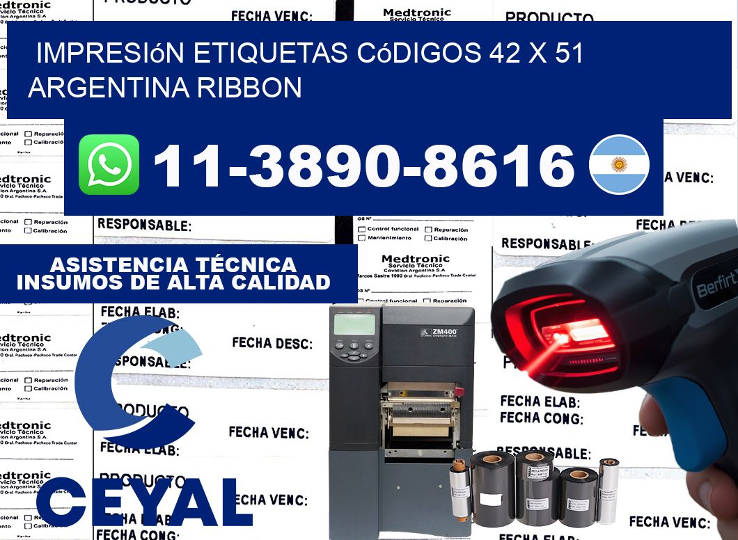 impresión etiquetas códigos 42 x 51 argentina ribbon