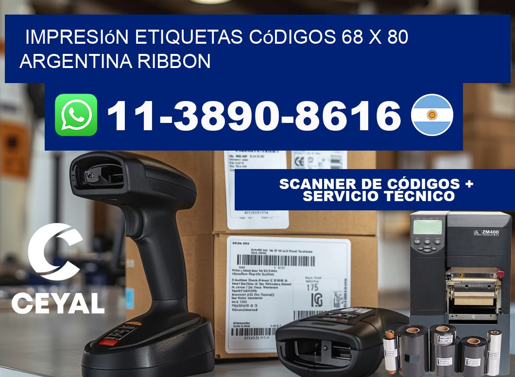 impresión etiquetas códigos 68 x 80 argentina ribbon