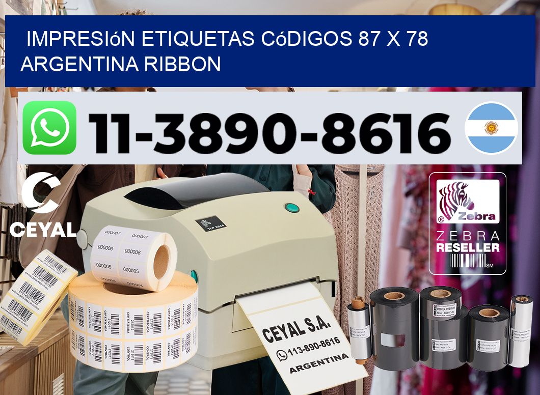 impresión etiquetas códigos 87 x 78 argentina ribbon