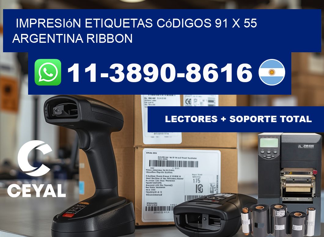 impresión etiquetas códigos 91 x 55 argentina ribbon