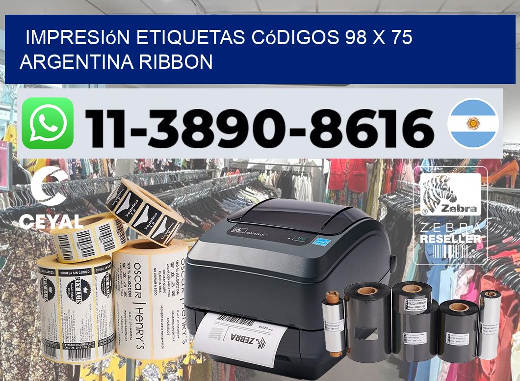 impresión etiquetas códigos 98 x 75 argentina ribbon