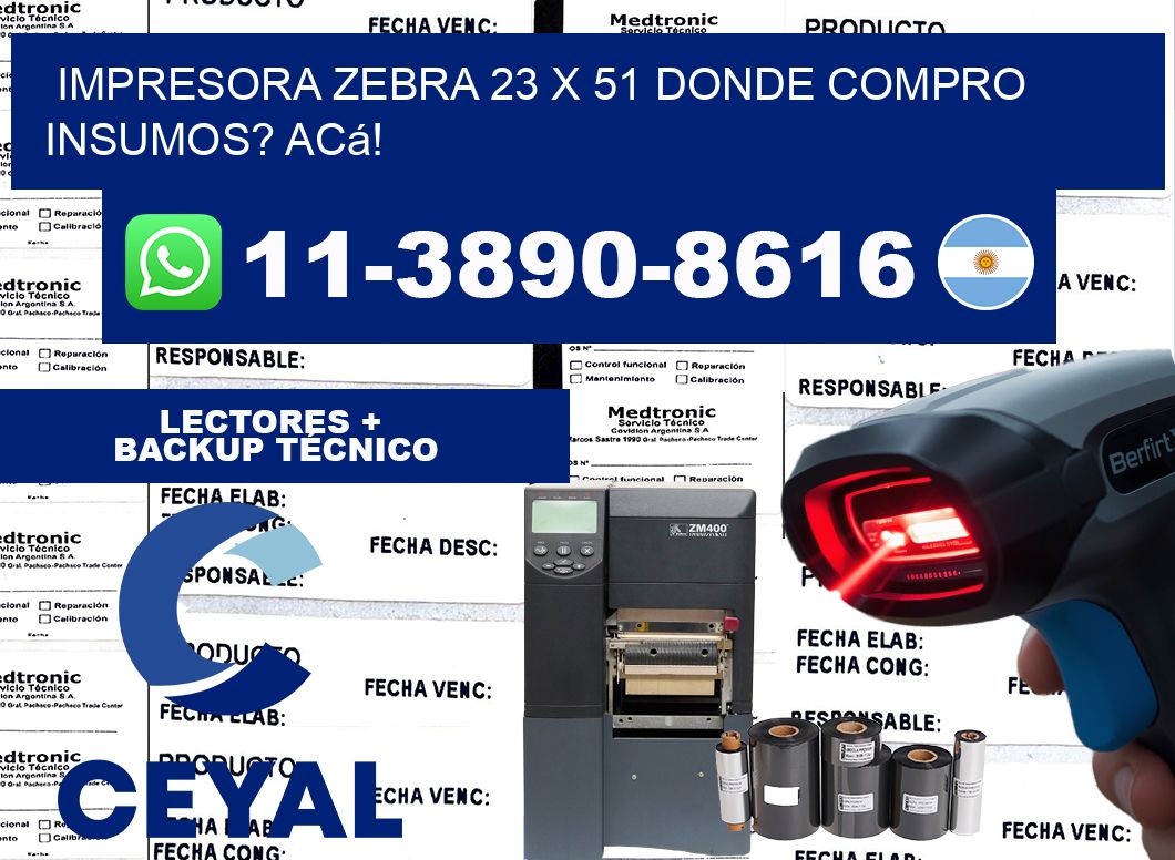 impresora zebra 23 x 51 Donde compro insumos? Acá!