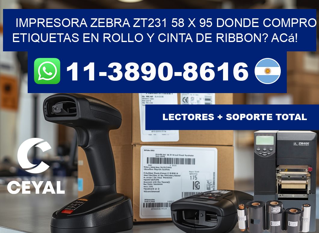 impresora zebra zt231 58 x 95 Donde compro etiquetas en rollo y cinta de ribbon? Acá!