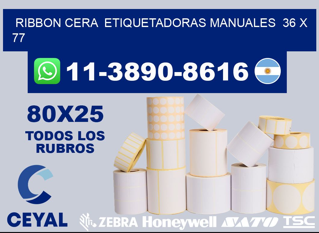 ribbon cera  Etiquetadoras Manuales  36 x 77