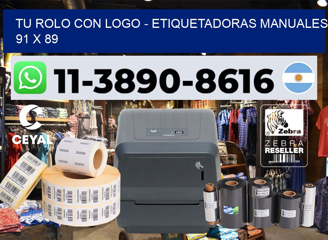 tu rolo con logo – Etiquetadoras Manuales  91 x 89