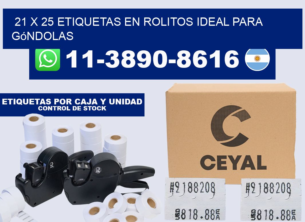 21 x 25 etiquetas en rolitos ideal para góndolas