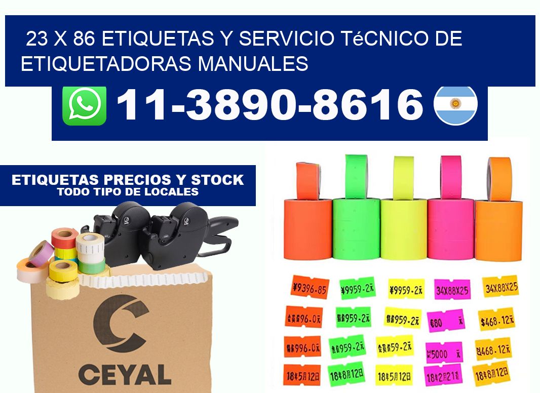 23 x 86 etiquetas y servicio técnico de etiquetadoras manuales