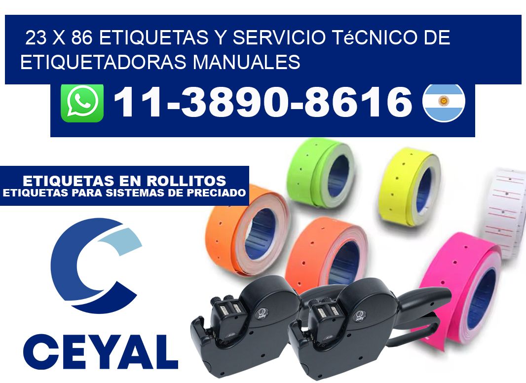 23 x 86 etiquetas y servicio técnico de etiquetadoras manuales