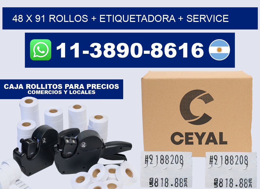 48 x 91 rollos + etiquetadora + service