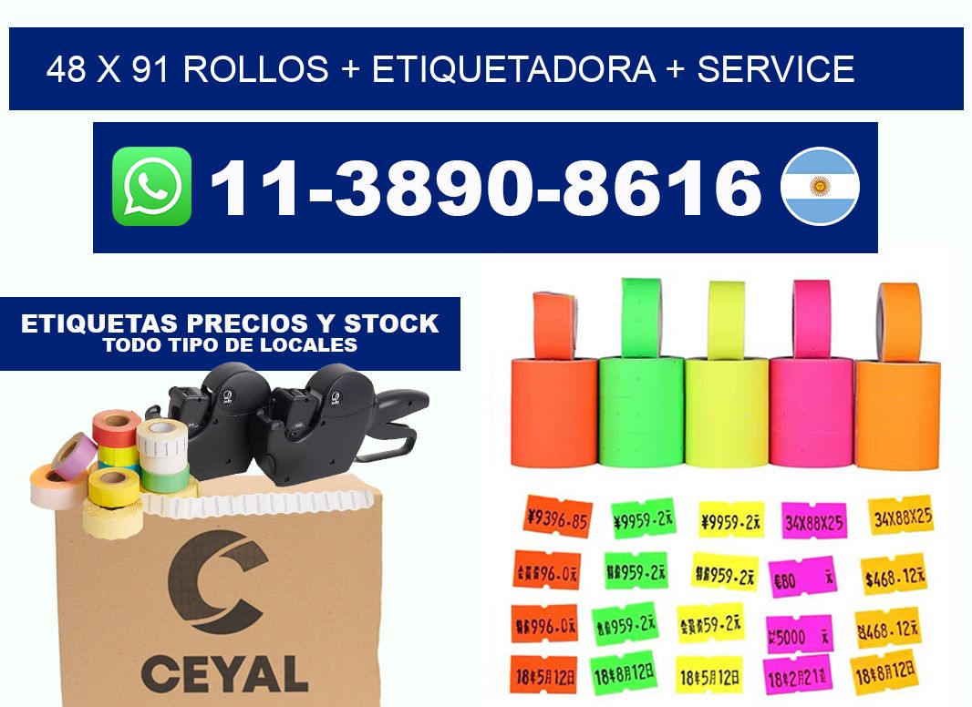 48 x 91 rollos + etiquetadora + service