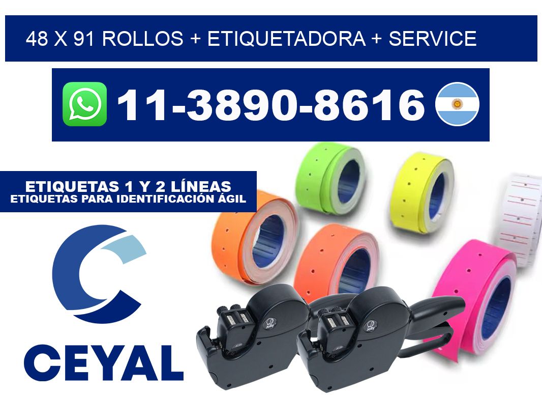 48 x 91 rollos + etiquetadora + service