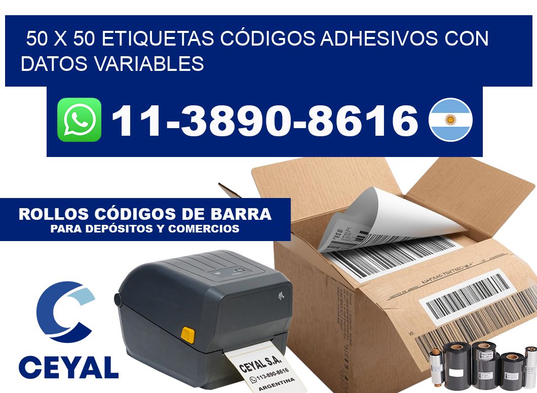 50 x 50 ETIQUETAS CÓDIGOS ADHESIVOS CON DATOS VARIABLES