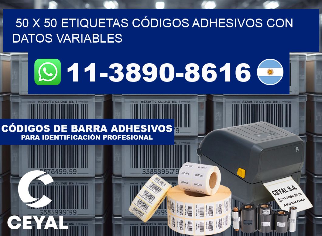 50 x 50 ETIQUETAS CÓDIGOS ADHESIVOS CON DATOS VARIABLES