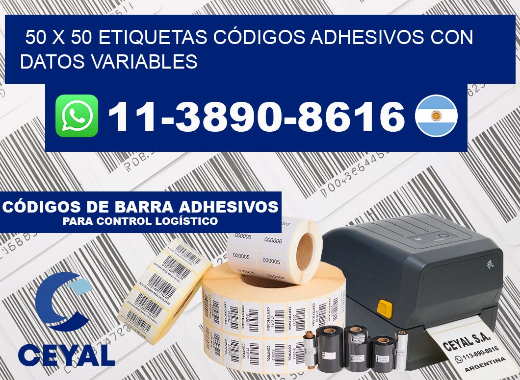 50 x 50 ETIQUETAS CÓDIGOS ADHESIVOS CON DATOS VARIABLES