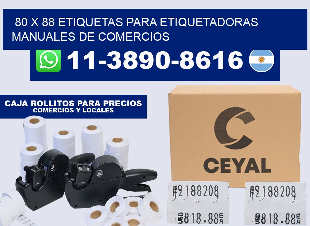 80 x 88 etiquetas para etiquetadoras manuales de comercios