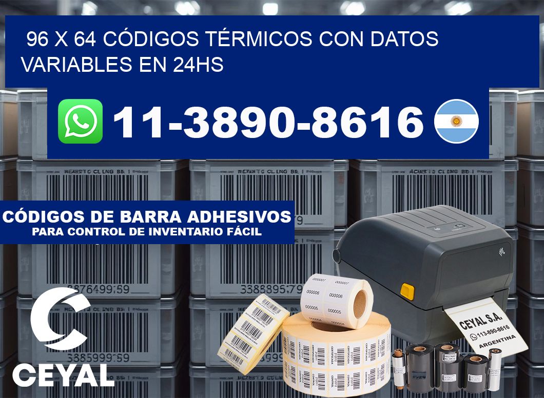 96 x 64 CÓDIGOS TÉRMICOS CON DATOS VARIABLES EN 24HS
