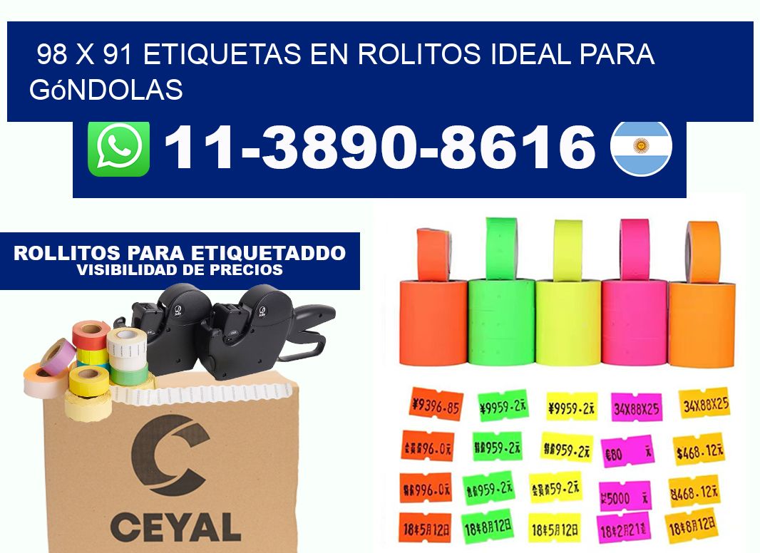 98 x 91 etiquetas en rolitos ideal para góndolas