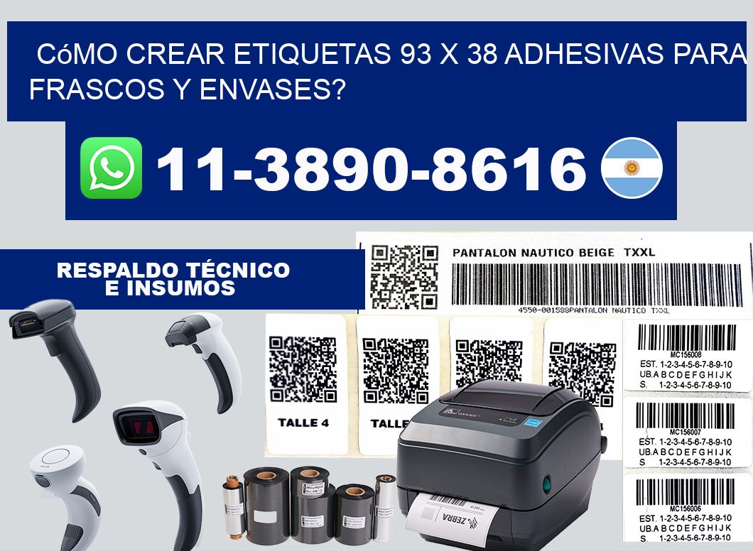 Cómo crear etiquetas 93 x 38 adhesivas para frascos y envases?