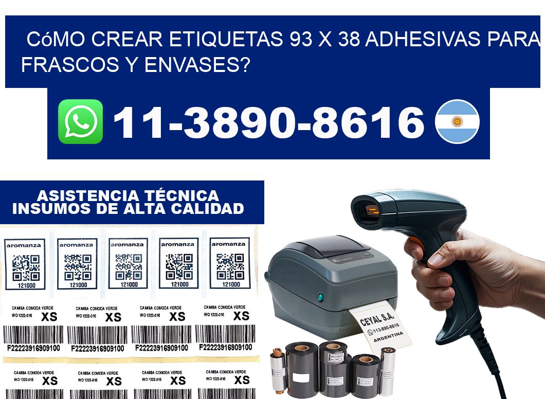 Cómo crear etiquetas 93 x 38 adhesivas para frascos y envases?