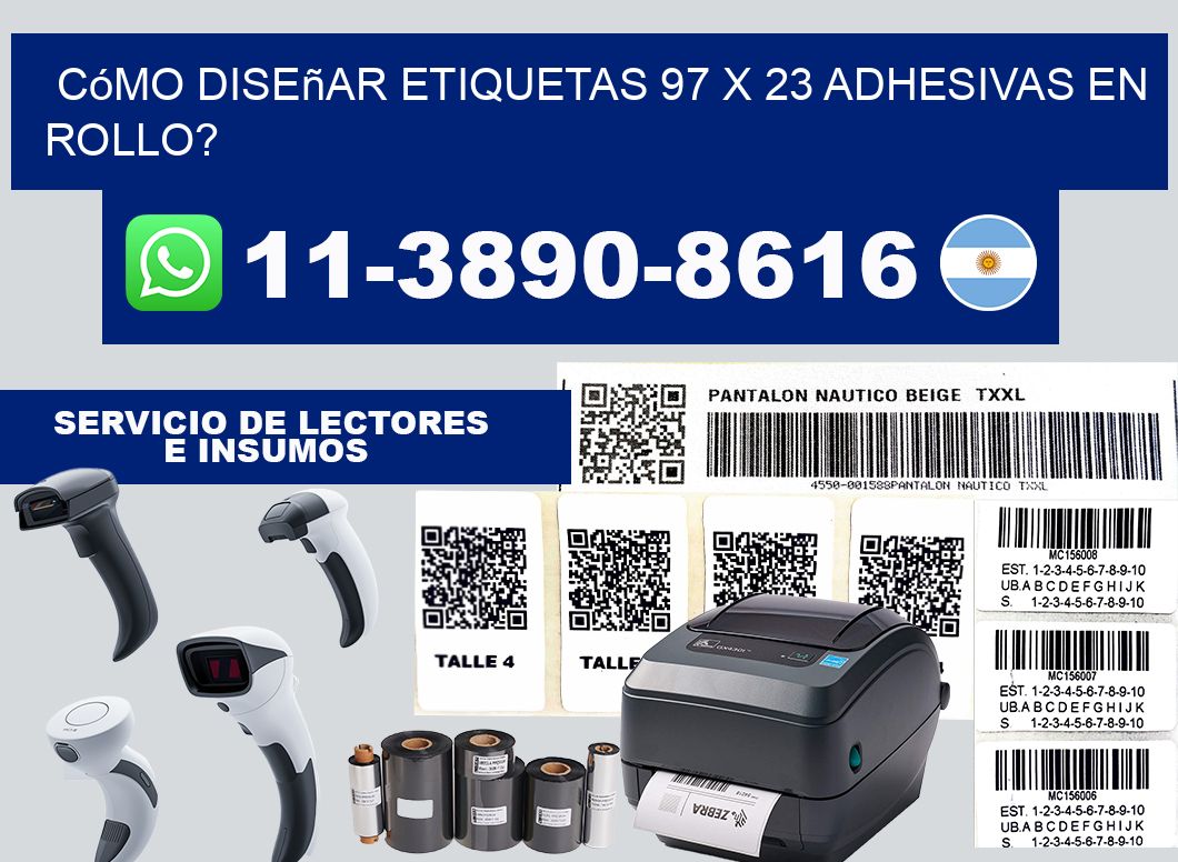 Cómo diseñar etiquetas 97 x 23 adhesivas en rollo?