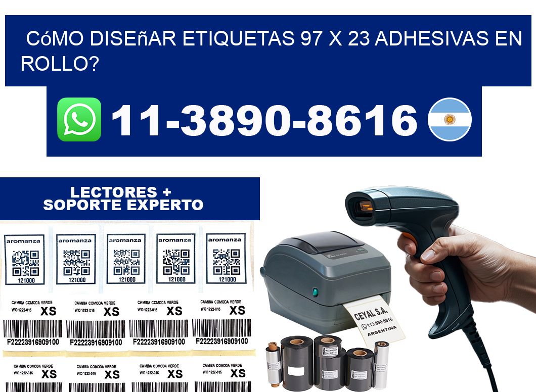 Cómo diseñar etiquetas 97 x 23 adhesivas en rollo?