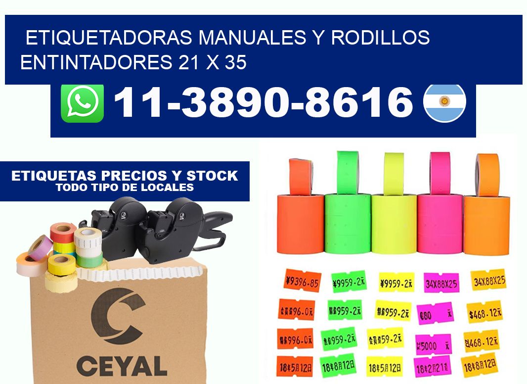 Etiquetadoras manuales y rodillos entintadores 21 x 35