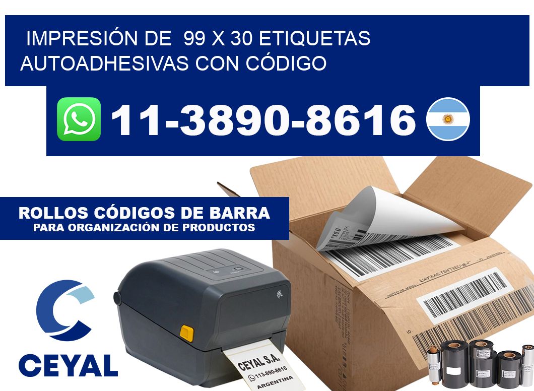 IMPRESIÓN DE 99 x 30 ETIQUETAS AUTOADHESIVAS CON CÓDIGO