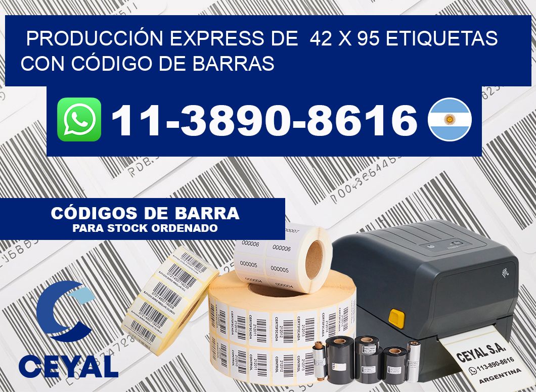 PRODUCCIÓN EXPRESS DE  42 x 95 ETIQUETAS CON CÓDIGO DE BARRAS