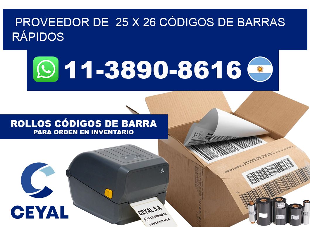 PROVEEDOR DE 25 x 26 CÓDIGOS DE BARRAS RÁPIDOS