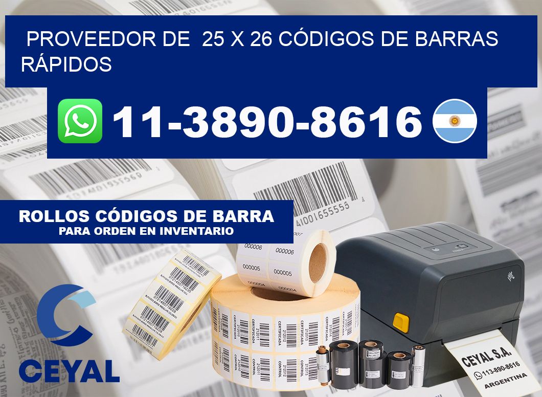 PROVEEDOR DE 25 x 26 CÓDIGOS DE BARRAS RÁPIDOS