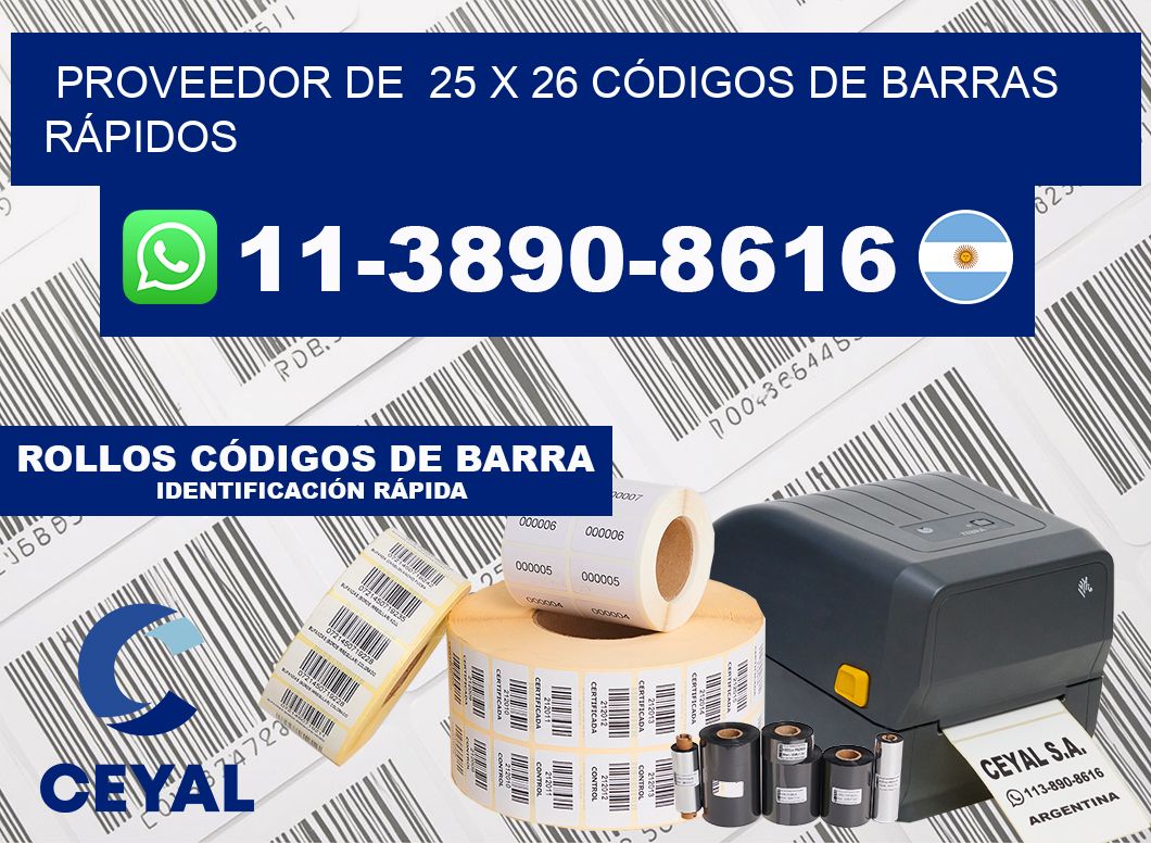 PROVEEDOR DE 25 x 26 CÓDIGOS DE BARRAS RÁPIDOS