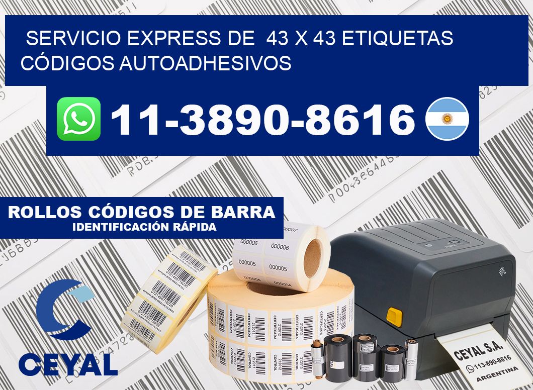 SERVICIO EXPRESS DE  43 x 43 ETIQUETAS CÓDIGOS AUTOADHESIVOS