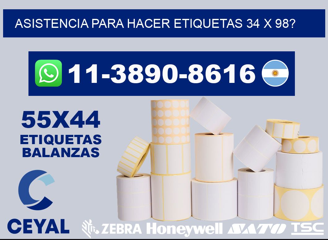 asistencia para hacer etiquetas 34 x 98?