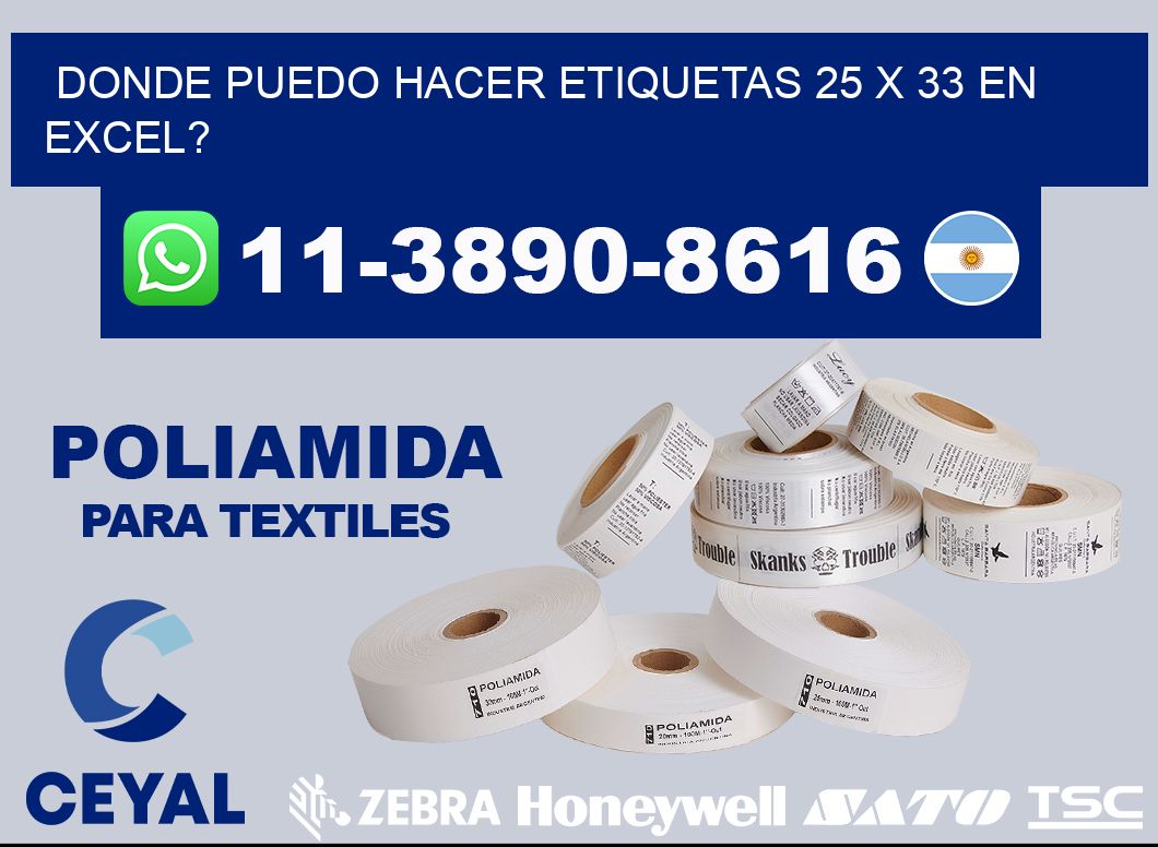 donde puedo hacer etiquetas 25 x 33 en excel?
