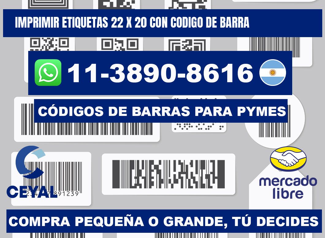 imprimir etiquetas 22 x 20 con codigo de barra