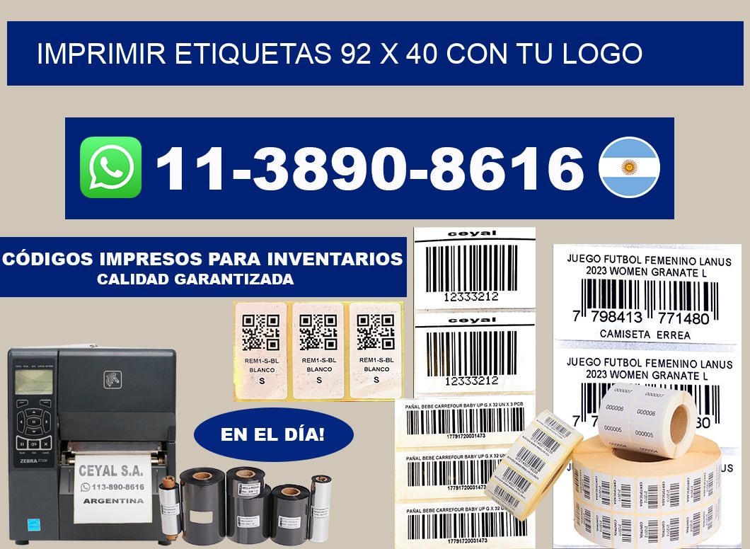 imprimir etiquetas 92 x 40 con tu logo