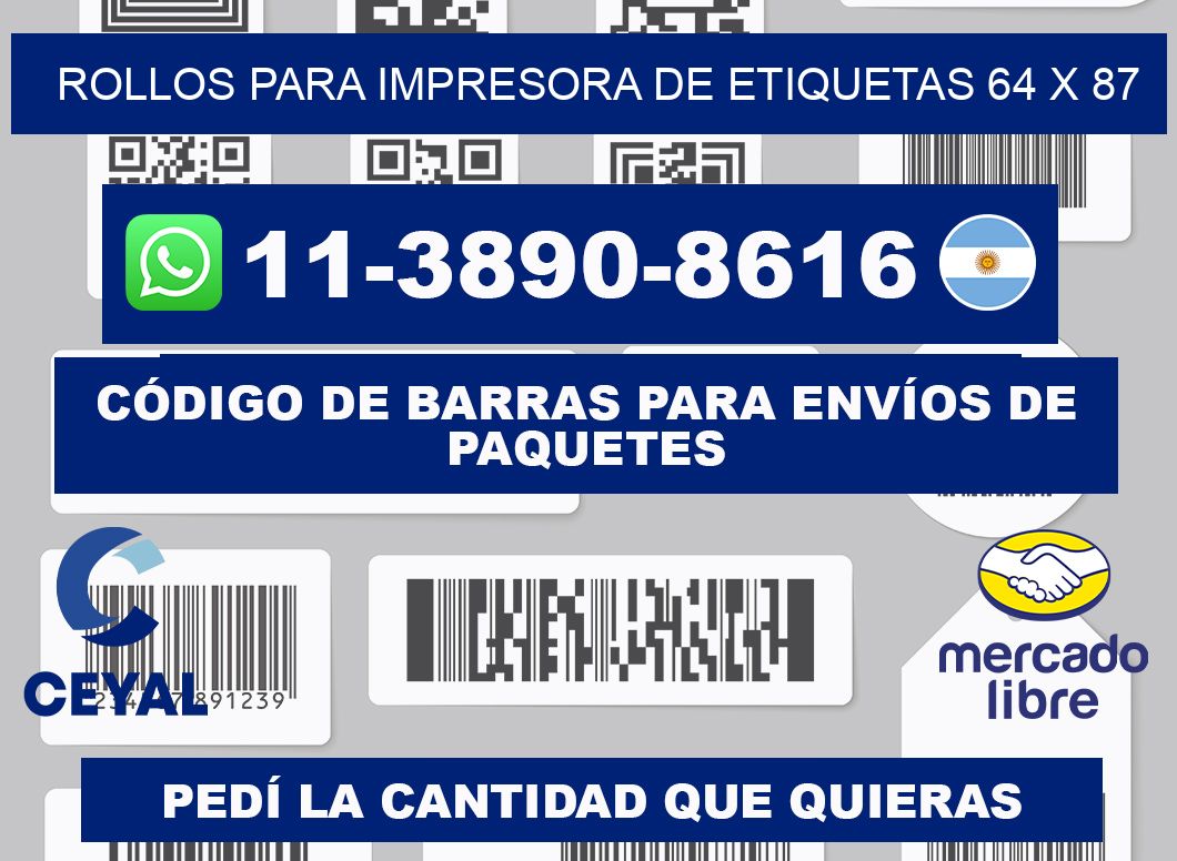 rollos para impresora de etiquetas 64 x 87