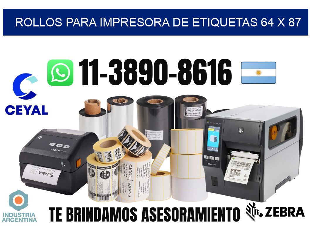 rollos para impresora de etiquetas 64 x 87