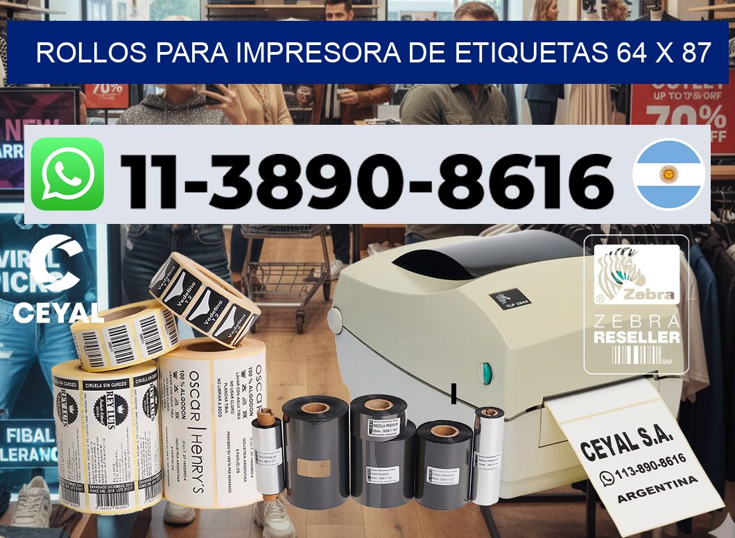rollos para impresora de etiquetas 64 x 87