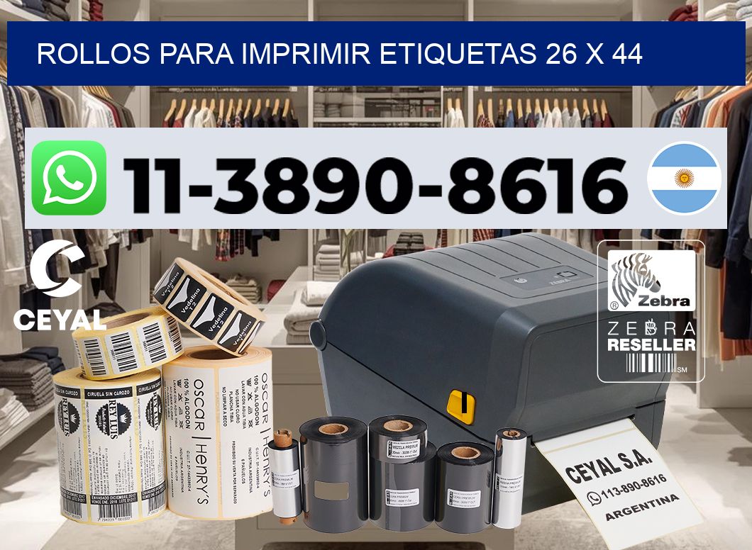rollos para imprimir etiquetas 26 x 44