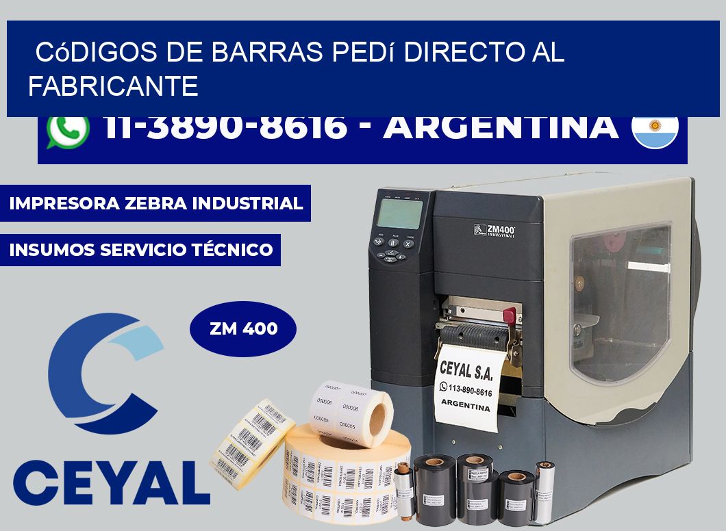 códigos de barras Pedí directo al fabricante