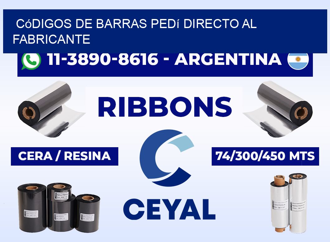 códigos de barras Pedí directo al fabricante