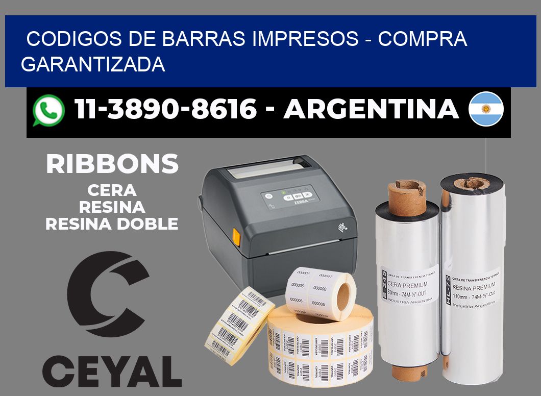 CODIGOS DE BARRAS IMPRESOS - Compra garantizada