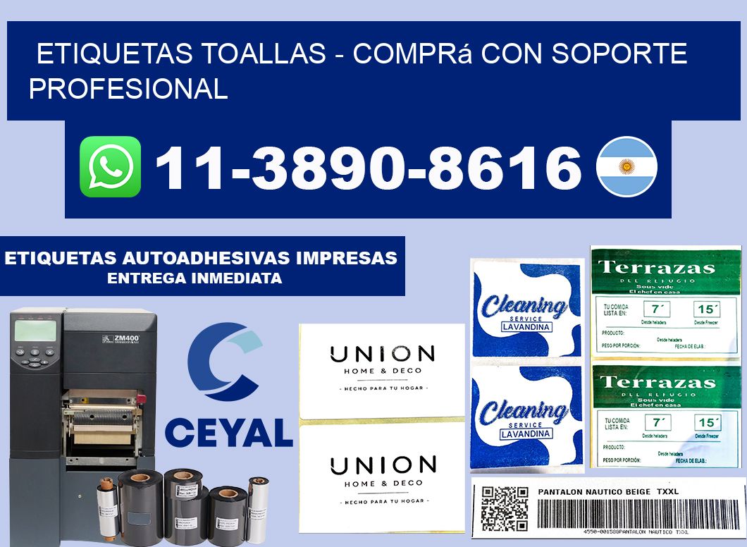 Etiquetas Toallas - Comprá con soporte profesional