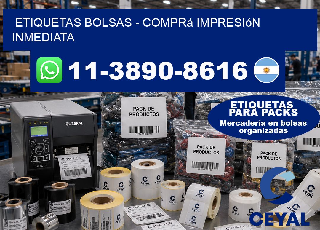 ETIQUETAS BOLSAS - Comprá impresión inmediata