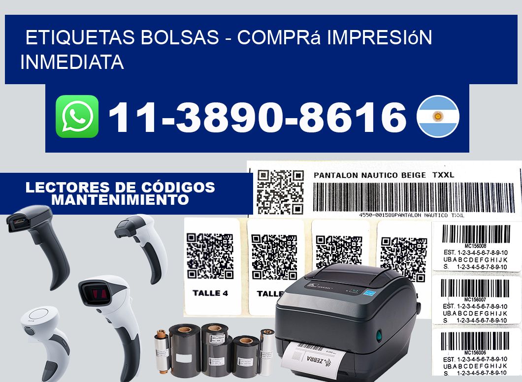 ETIQUETAS BOLSAS - Comprá impresión inmediata