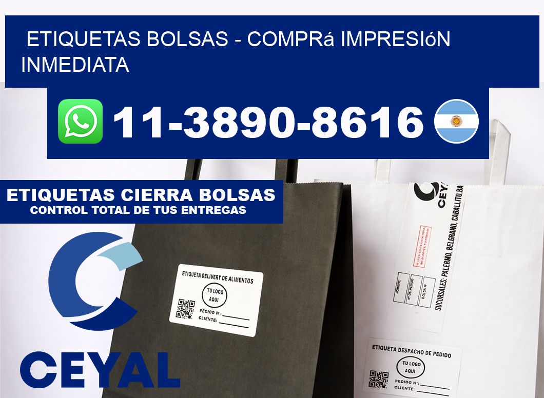 ETIQUETAS BOLSAS - Comprá impresión inmediata