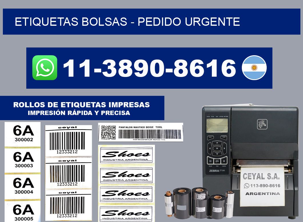 ETIQUETAS BOLSAS - Pedido urgente