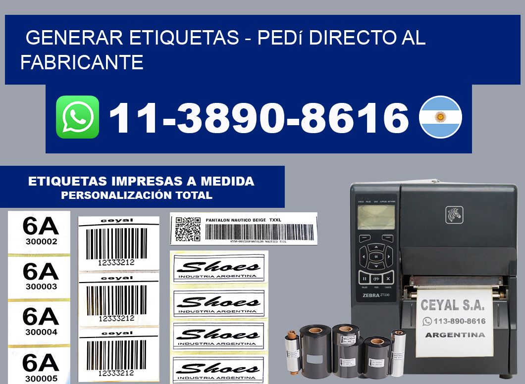 GENERAR ETIQUETAS - Pedí directo al fabricante
