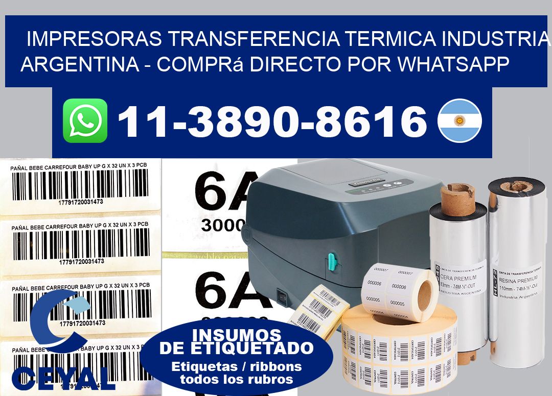 IMPRESORAS TRANSFERENCIA TERMICA INDUSTRIA ARGENTINA - Comprá directo por WhatsApp